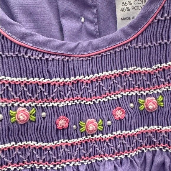 Purple Petit Ami Smocked girls Easter Dress sz 3T - Picture 8 of 8